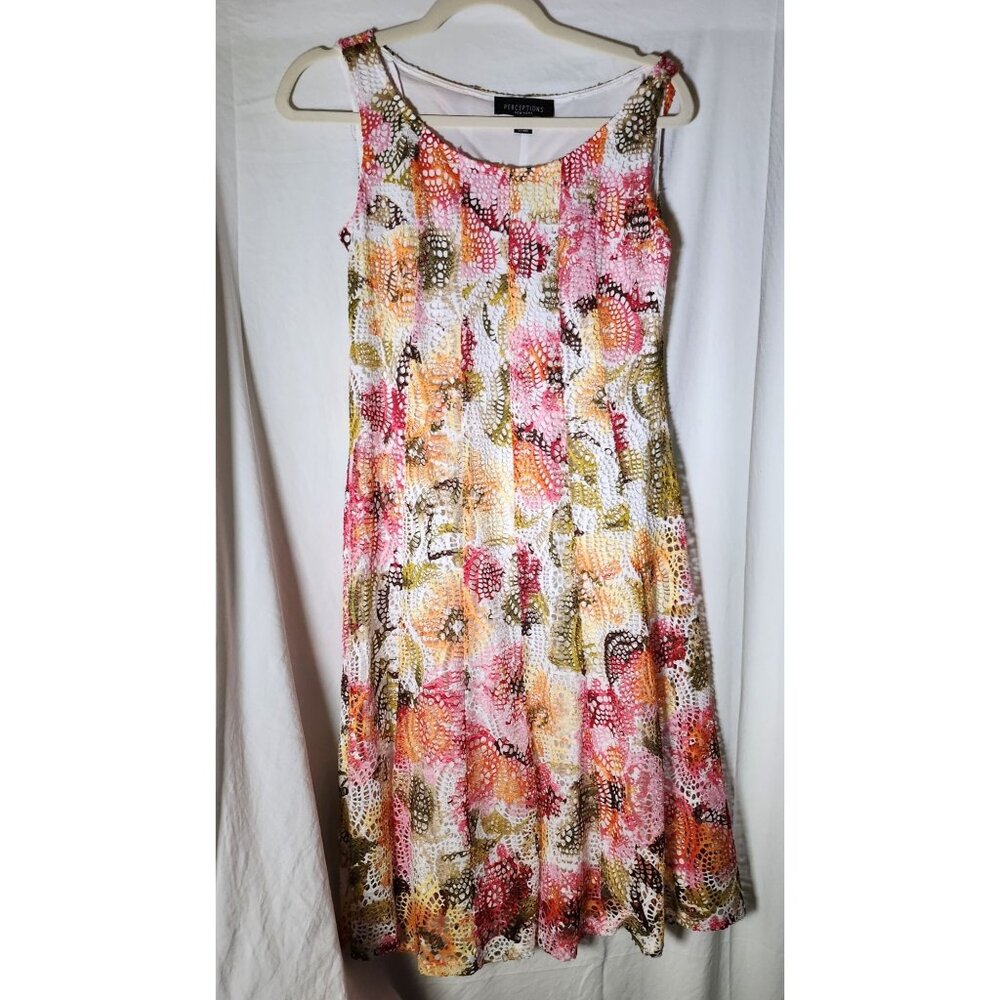 Perceptions‎ New York Cottagecore Whimsical Chic Sleeveless Floral Crochet Dress